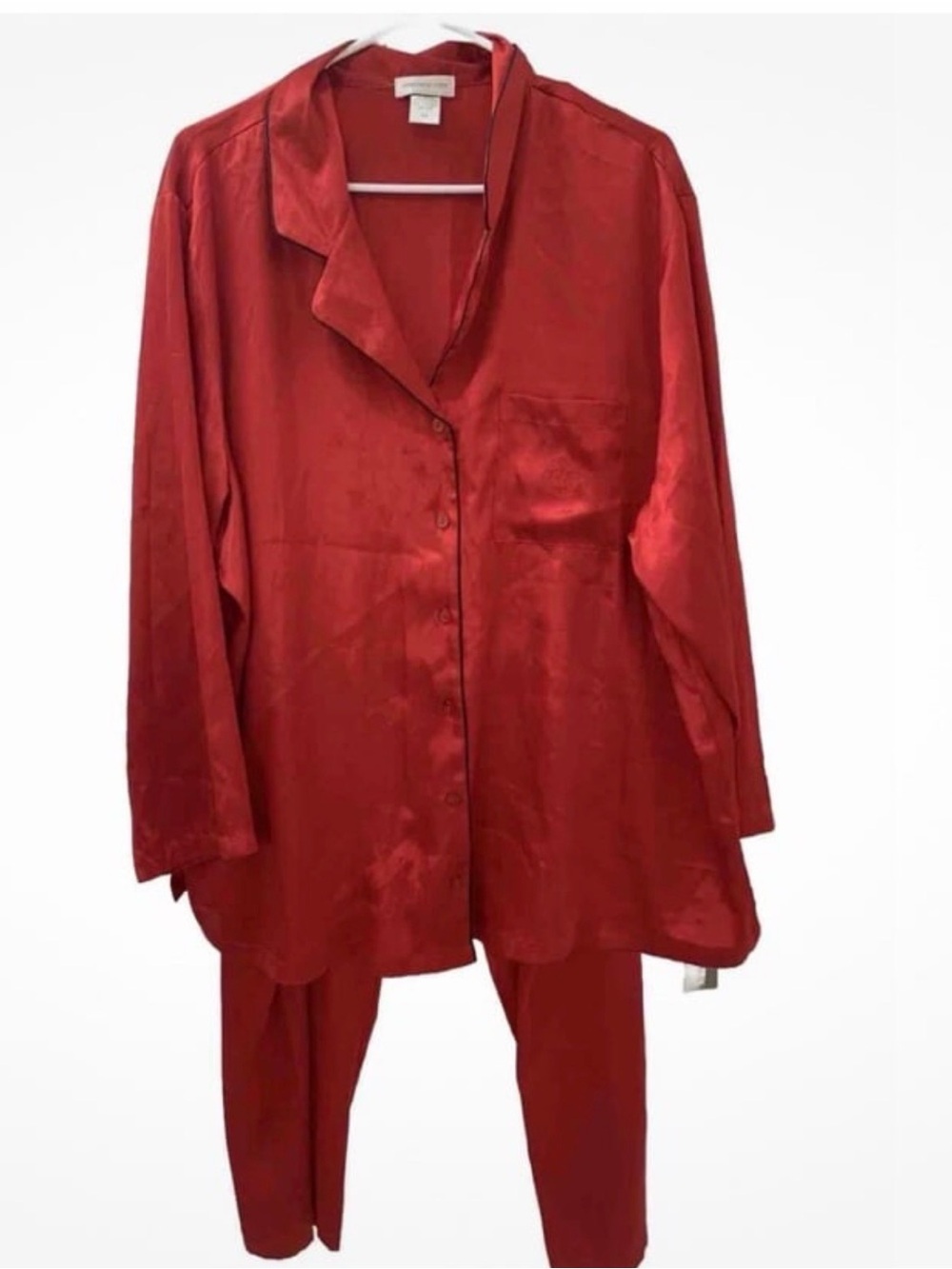 Jones New York Women’s LS Pajama Top Pant Set Red Satin Plus size 3X NWT